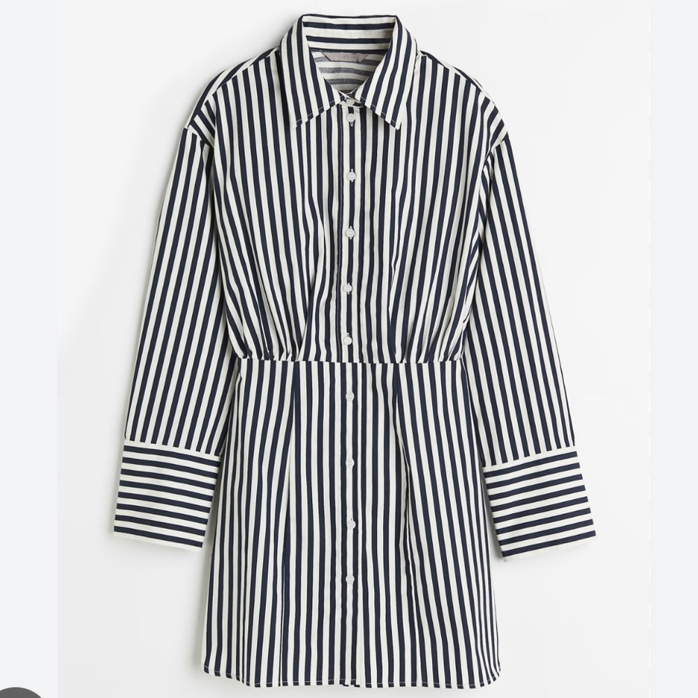 H&M Striped Button-Up Shirt Dress, S